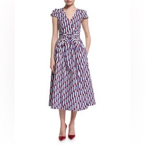 Marc Jacobs Short-Sleeve Arrow-Print Midi Dress size 0 in Red white & blue